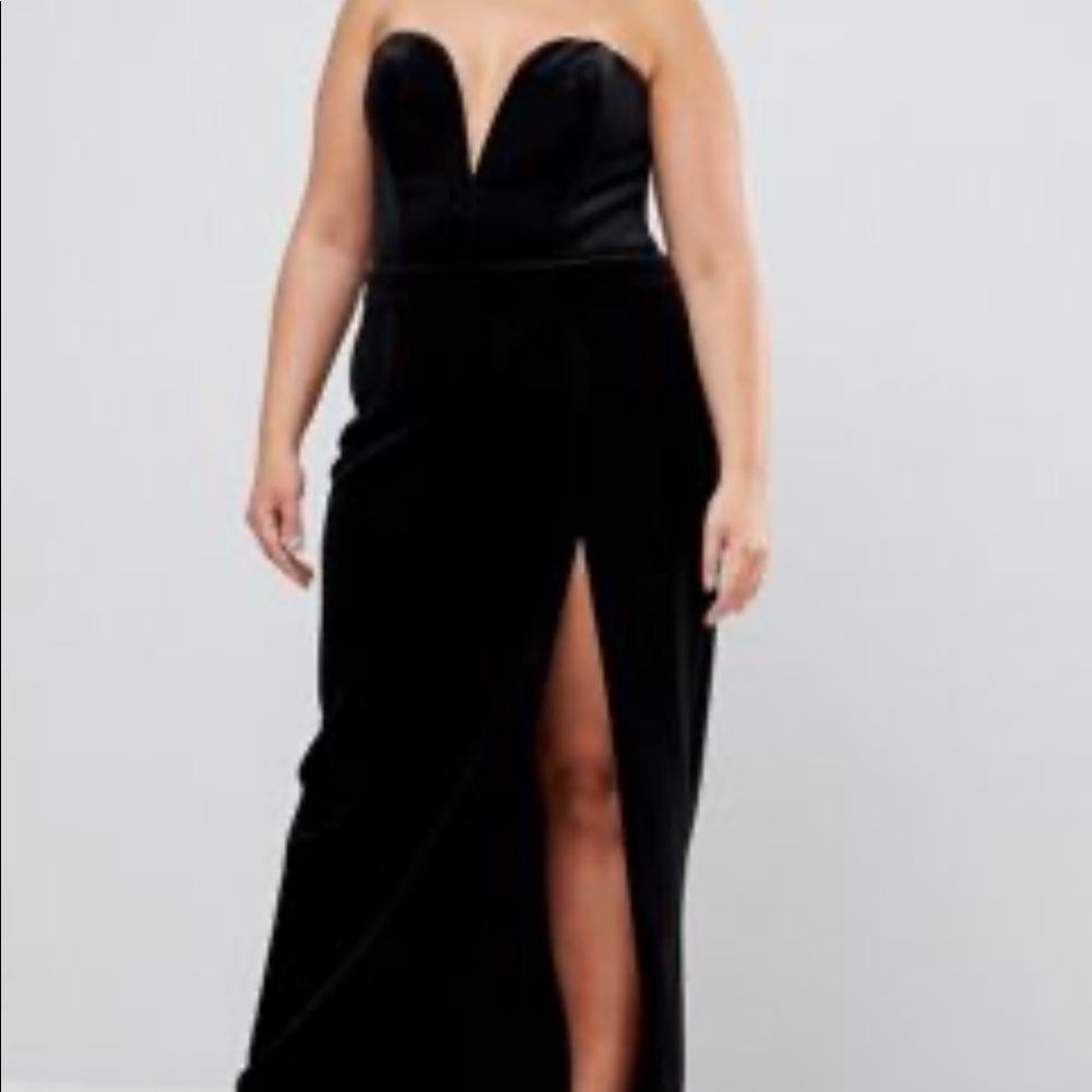 TTYA Plus Size Black Dress with Split